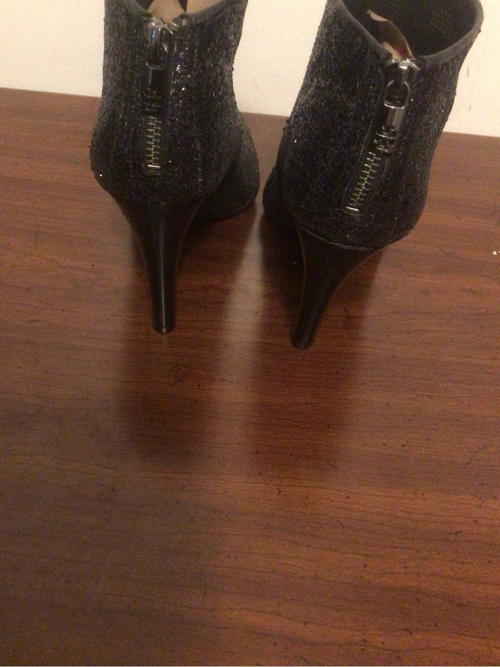 Tory Burch black leather with glitter stiletto classey ,holiday ,dancing  SZ 9 - Picture 4 of 14